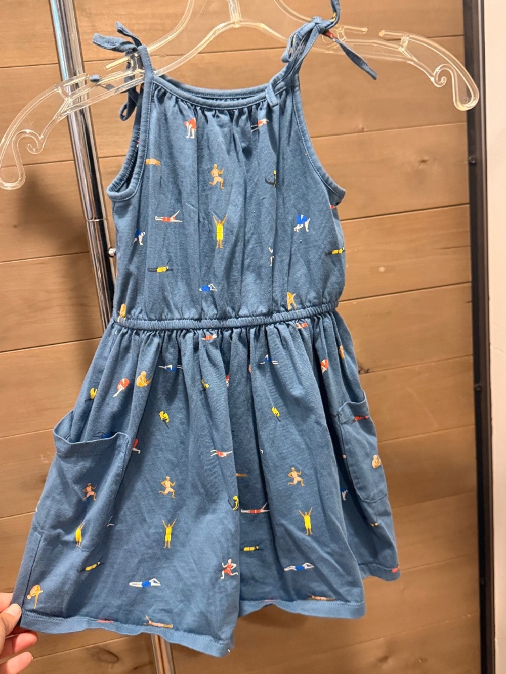 Tea Collection Girls Blue Olympics Synchronized Swimming Print Dress Size 4